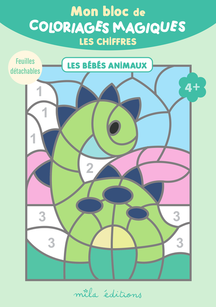 Mon bloc de coloriages magiques - Les chiffres - Les bébés animaux