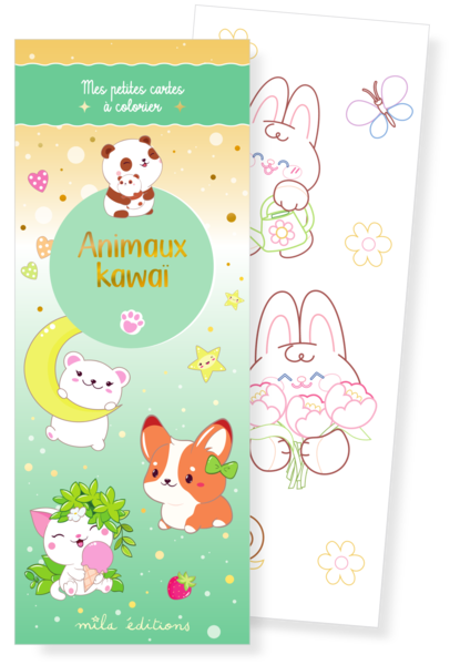 Animaux kawaï - Mes petites cartes à colorier