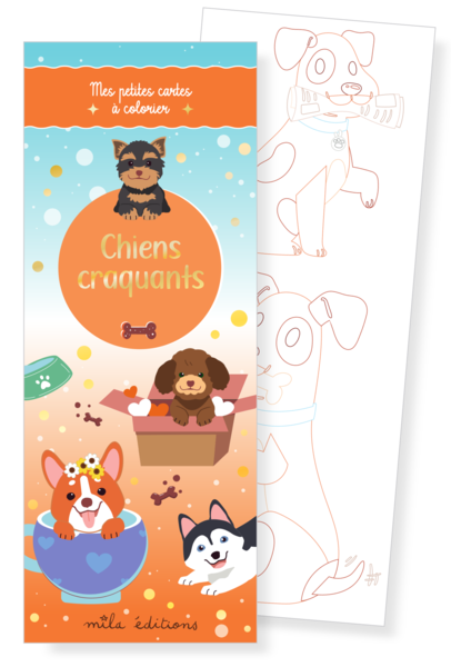 Chiens craquants - Mes petites cartes à colorier