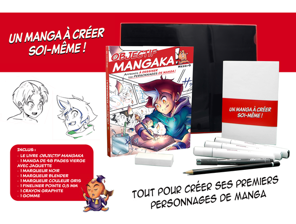 Kit de l'apprenti mangaka - Un manga à créer soi-même ! (coffret)