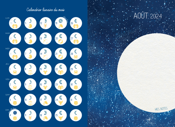Agenda - Une année avec la Lune 2024 - Éditions mercileslivres