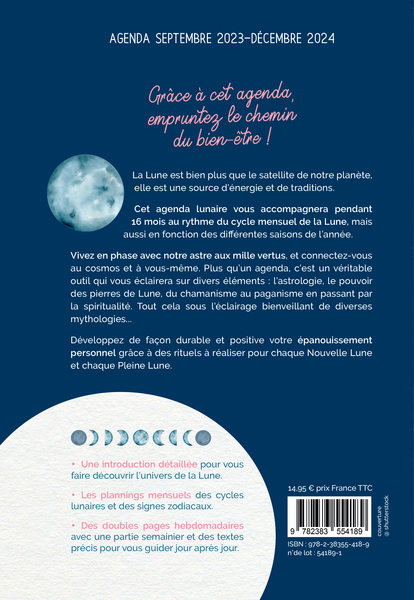 Agenda - Une année avec la Lune 2024 - Éditions mercileslivres