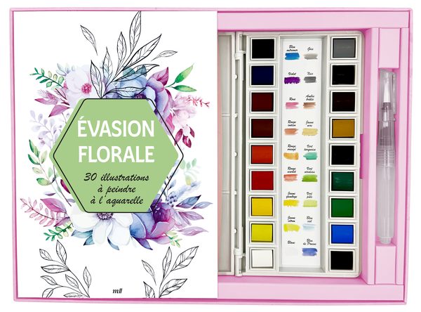 Coffret Évasion florale - 30 illustrations à peindre à l'aquarelle
