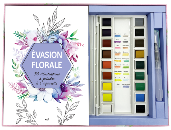 Coffret - Évasion florale - 30 illustrations à peindre à l'aquarelle