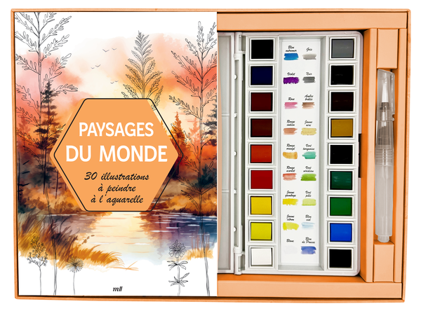 Coffret - Paysages du monde - 30 illustrations à peindre à l'aquarelle