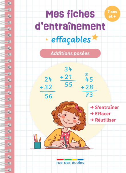 Mes fiches d'entraînement effaçables - Additions posées - 7 ans et plus