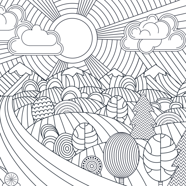 Coloriage Adulte Paysage Livre de coloriage 40 dessins de paysages à