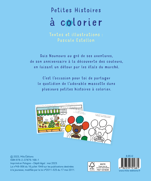 Place des enseignants : Lot dès 2 ans « Petites histoires à colorier » (4  titres) - Pascale Estellon - l4_mla_petites-histoires-a-colorier-nounours